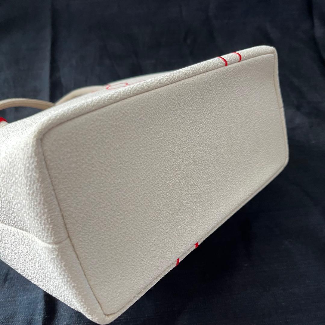 ちりめん　利休バッグ　紅白　ハンドバッグ　桜チャーム　和装　お茶席　入学式