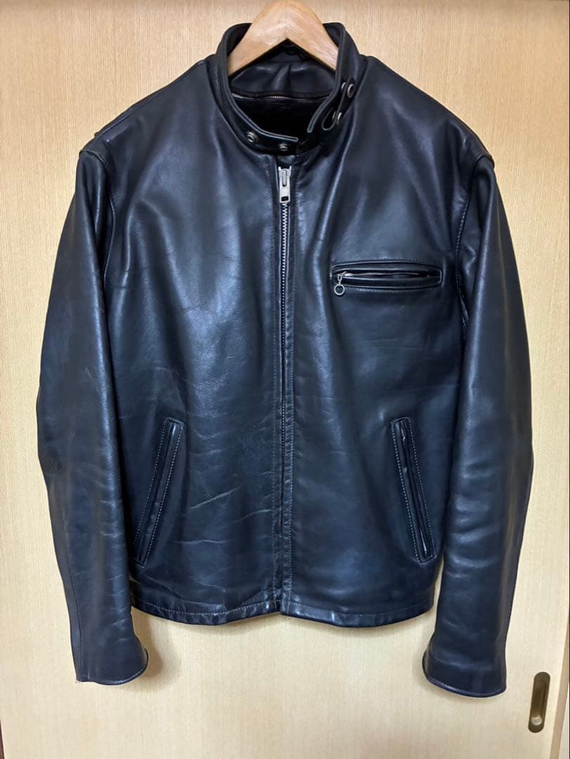 Schott 641 ブラックレザーシングルライダース 42 裏ボア付き Schott 641 ブラックレザーシングルライダース 42 裏ボア付き Schott