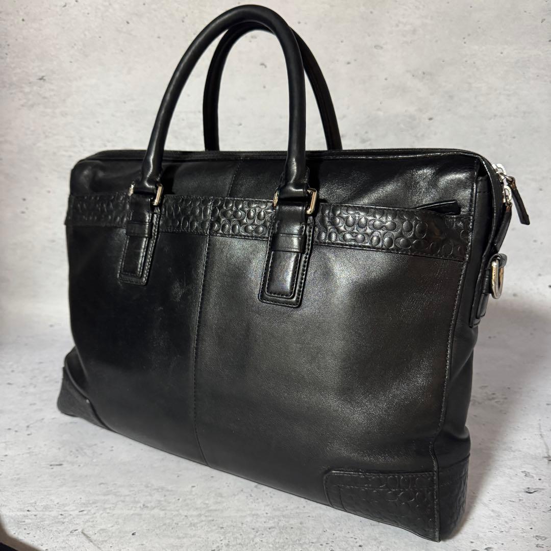 【美品】コーチ 本革 COACH ビジネスバッグ 2way ブラック 大容量