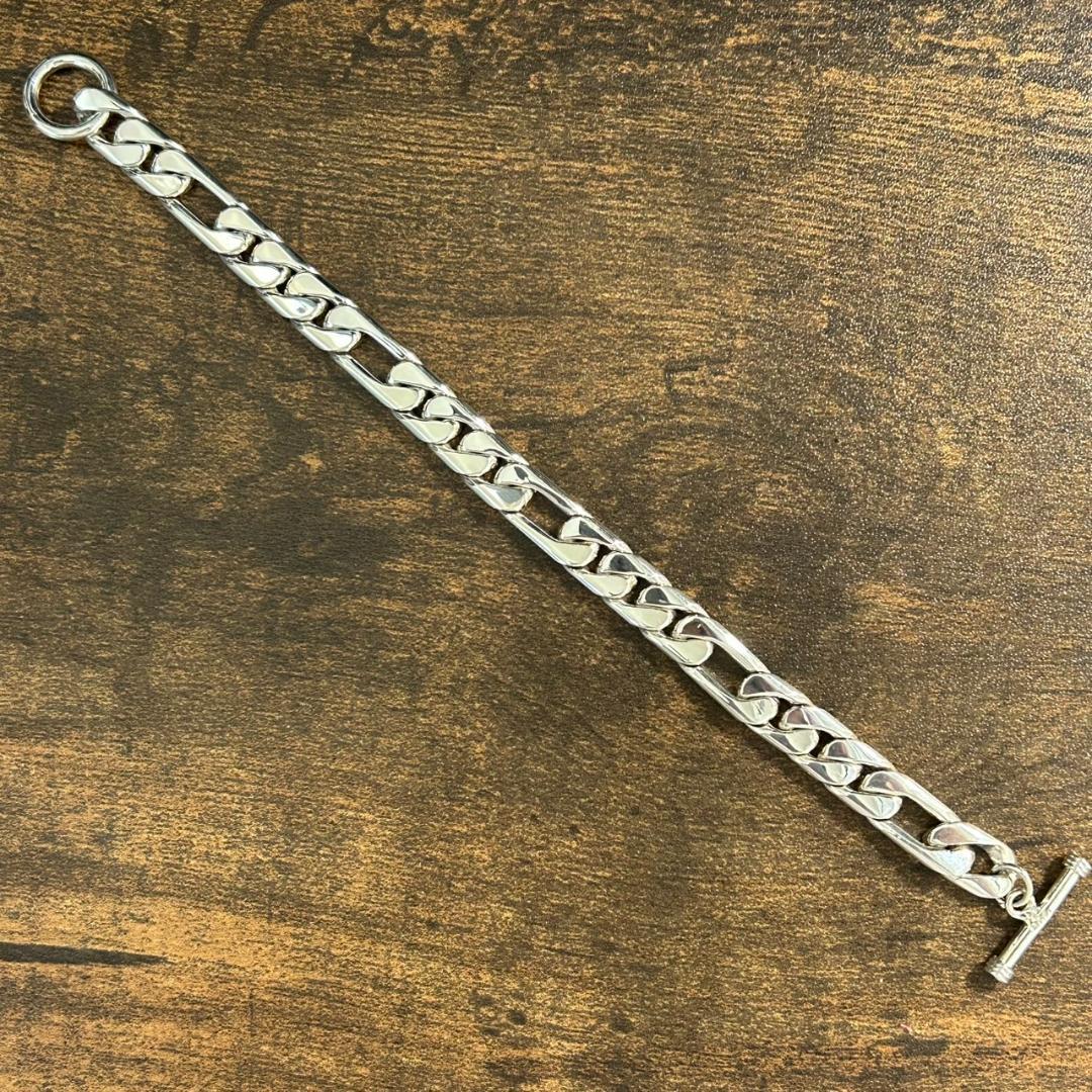 メキシコ Taxco製 シルバー925 フラットカーブチェーンブレスレット
