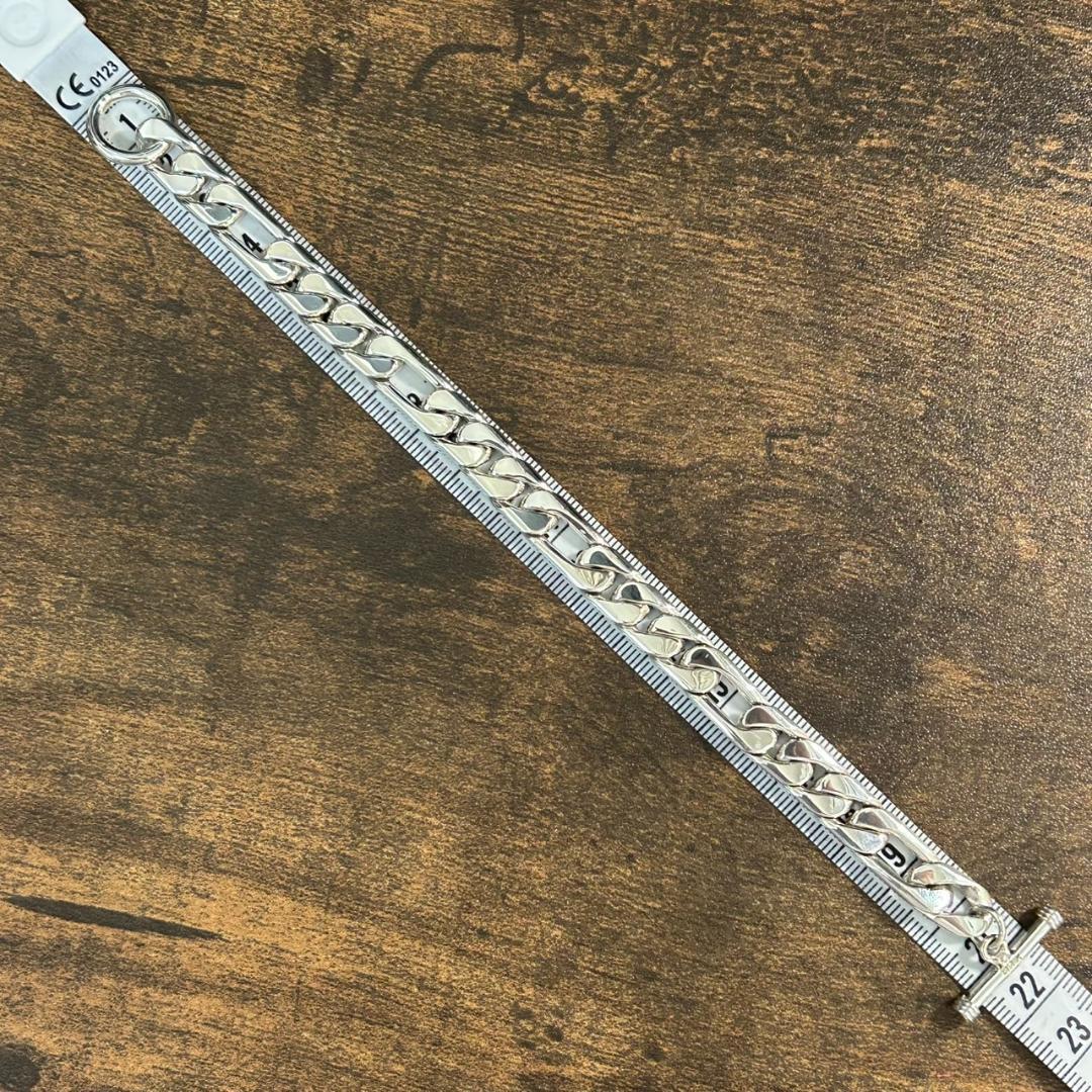 メキシコ Taxco製 シルバー925 フラットカーブチェーンブレスレット
