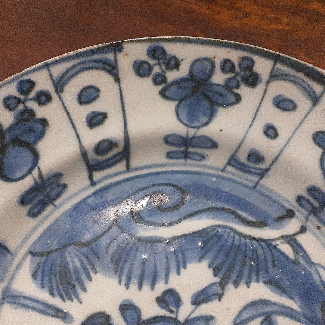 マ*オ様 中国明末清初古染付鹿文中皿