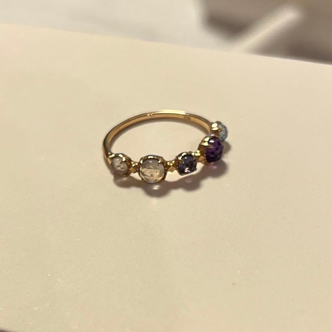 【未着用】agete アガット K10マルチストーンリング