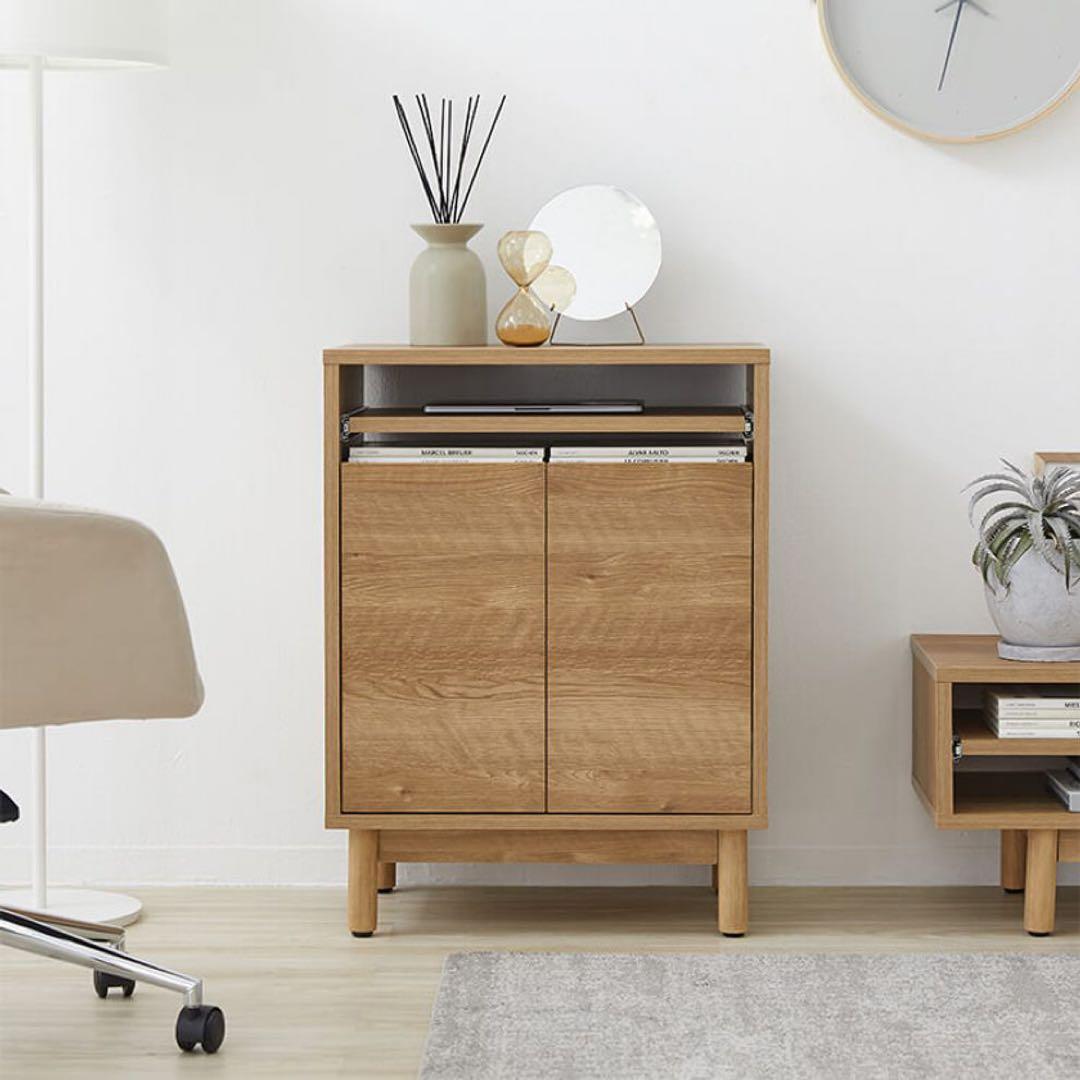 極美品 LOWYA パソコンデスク 収納付き 日本製