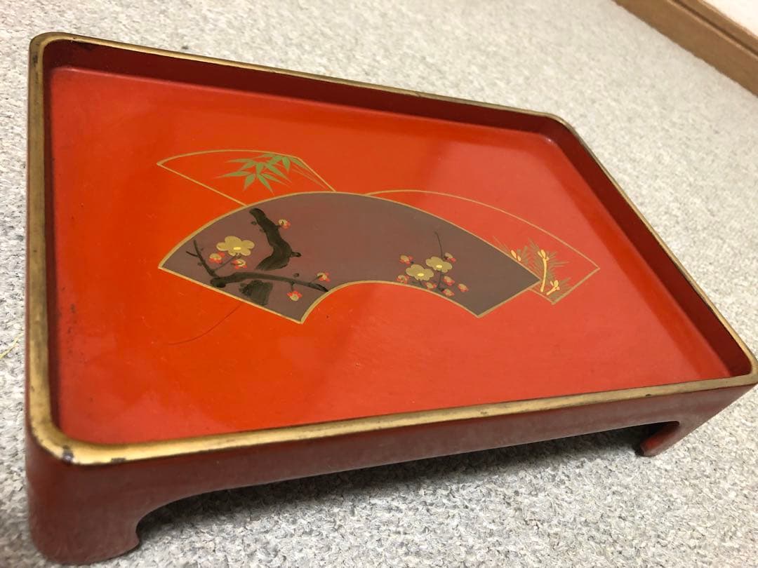 ミニお膳　アンティーク 10膳セット　木製収納箱付き　骨董品