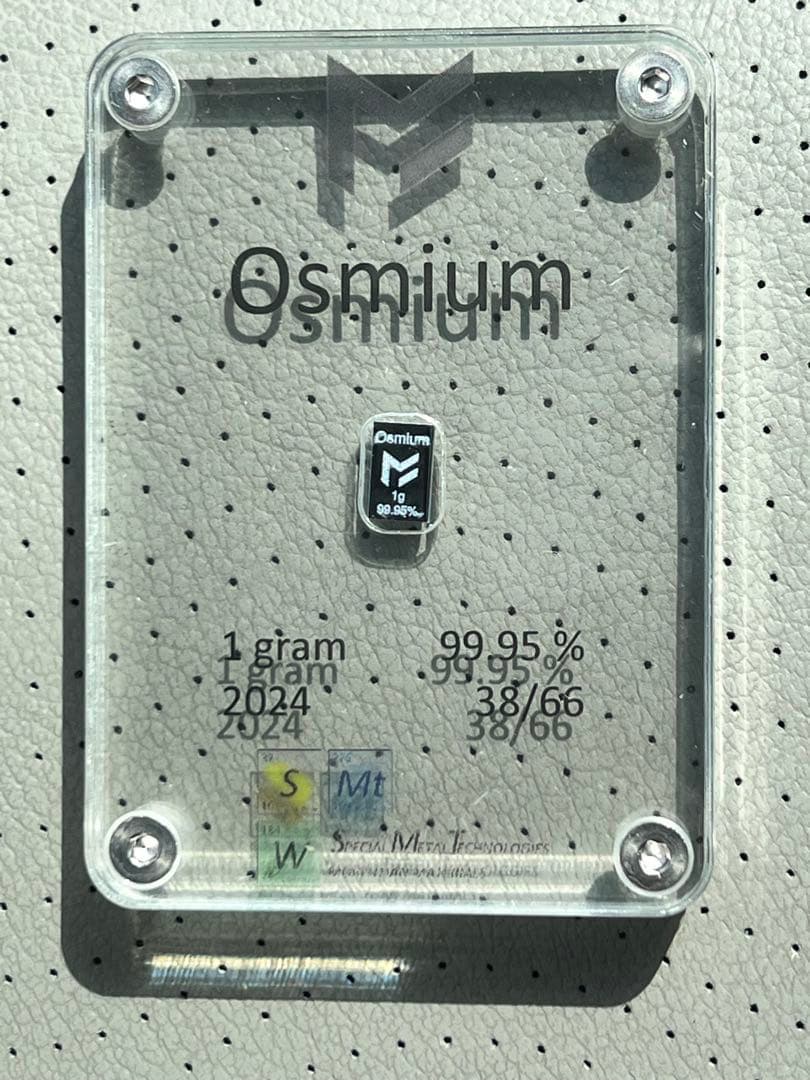38/66 原子番号76 Os オスミウム 1g インゴット 光沢希少金属