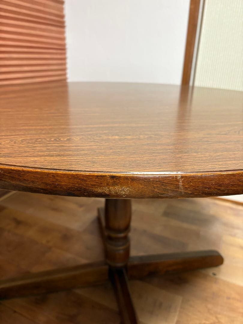 キツツキ　飛騨産業　昭和レトロ　ヴィンテージ　ダイニングテーブル　丸テーブル