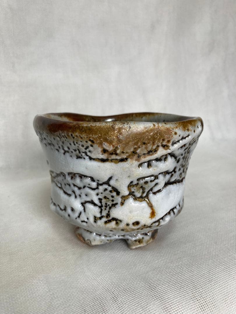 信楽焼／木戸はふり志野茶碗／A56 志野焼とは其の参 半筒