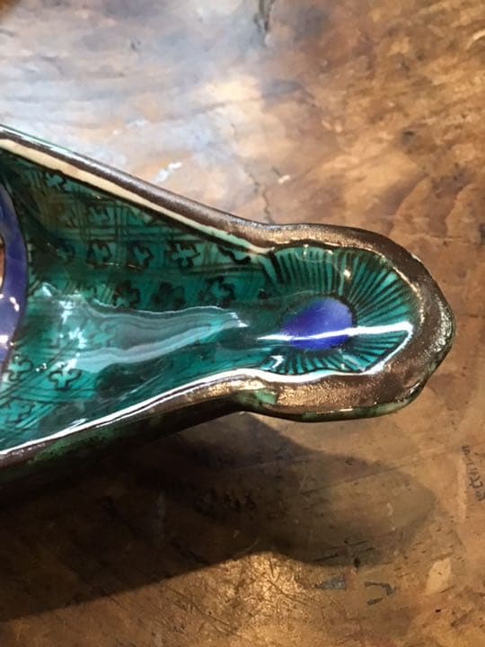 青手花鳥図扇面型皿 5客 九谷焼