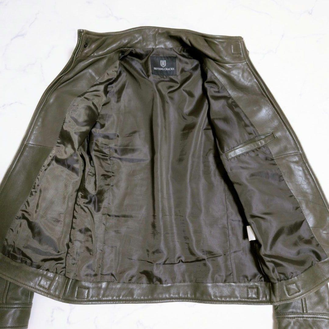 希少カラー】メンズビギ シングルライダース ラムレザー カーキブラウン М