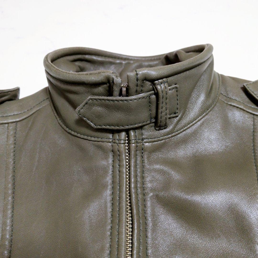 希少カラー】メンズビギ シングルライダース ラムレザー カーキブラウン М