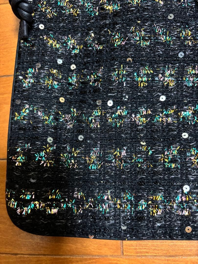 charmant sac ブラック　ラメ、スパンコール付き巾着バッグ