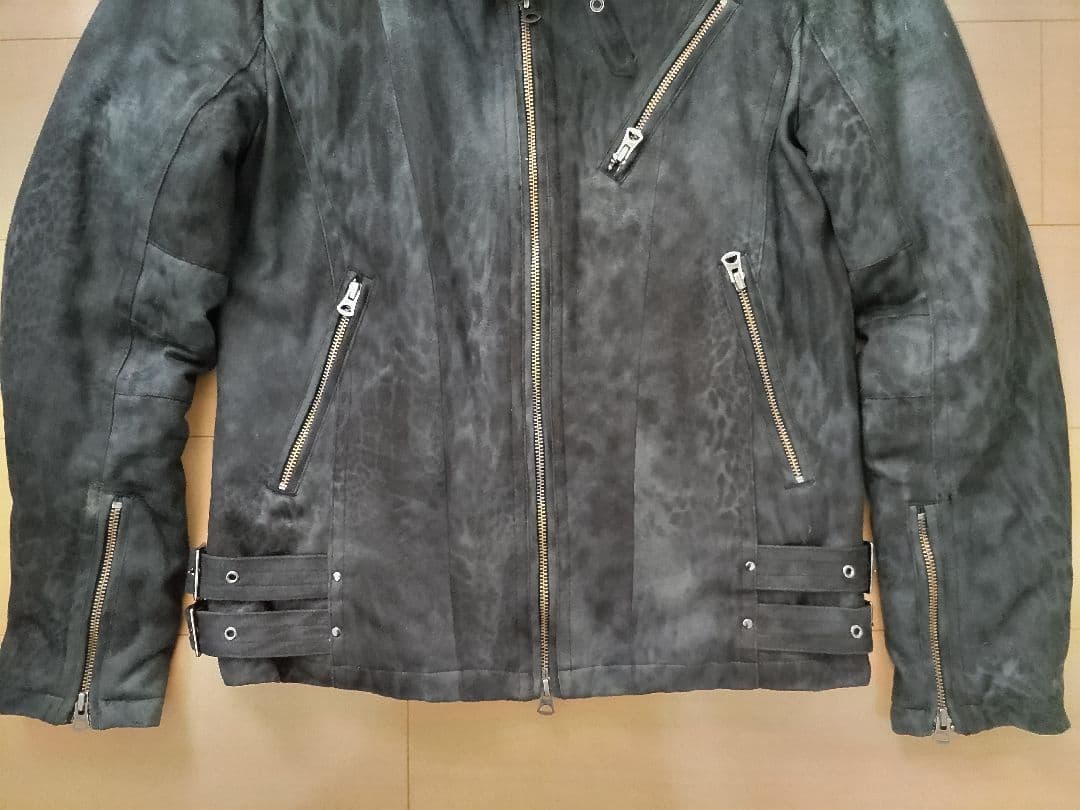 美品 トルネードマート レオパード柄スエード調ライダースジャケット