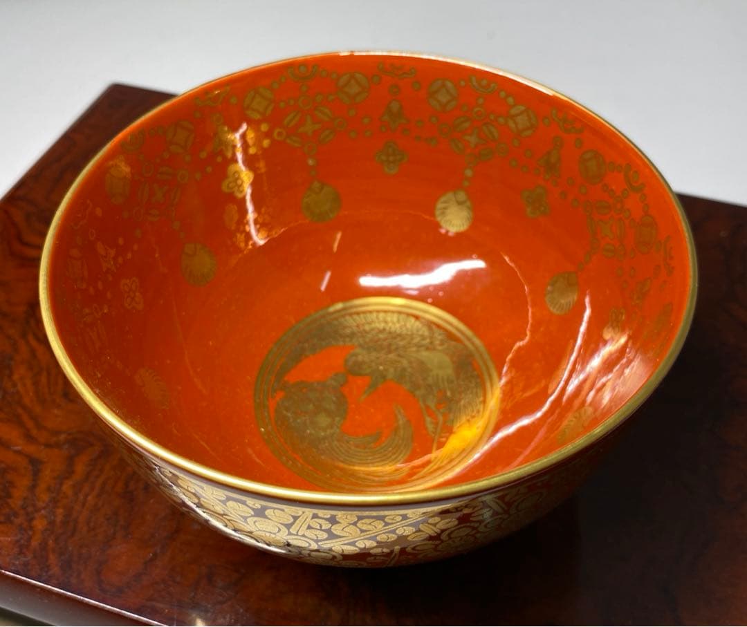 茶道具】加藤城山造 金襴手葵紋茶碗（共箱） - メルカリ