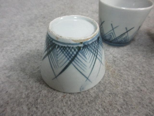 古伊万里 染付 猪口 3個 [B23596] 草文 古玩 古美術