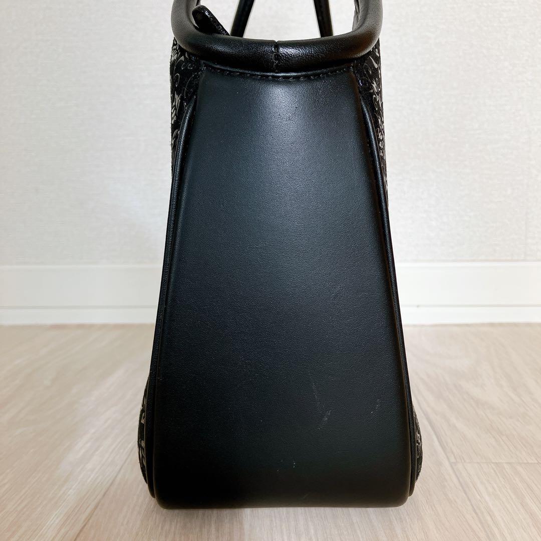 印傳屋 ハンドバッグ 黒漆 レザー 鹿革 花唐草 模様 和装 着物 甲州印伝