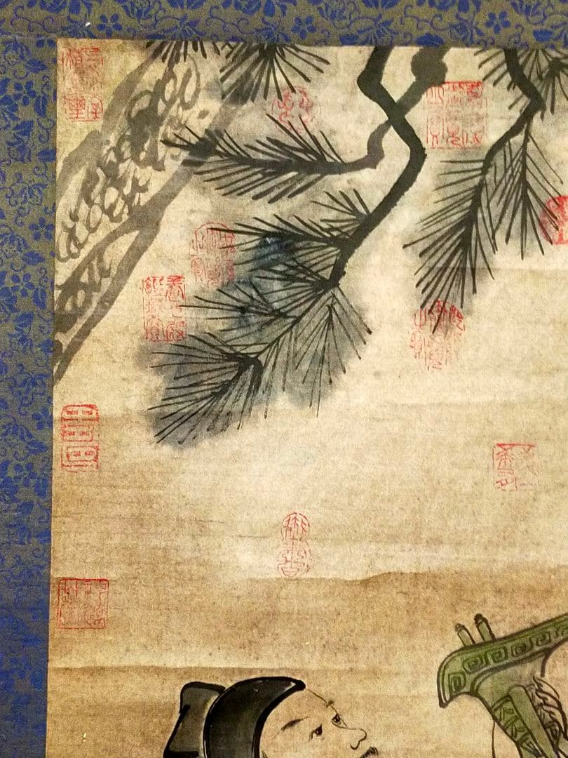 ♥とても古い♥中国♥人物♥　掛軸　清石　掛け軸　古画　古筆　骨董　古玩