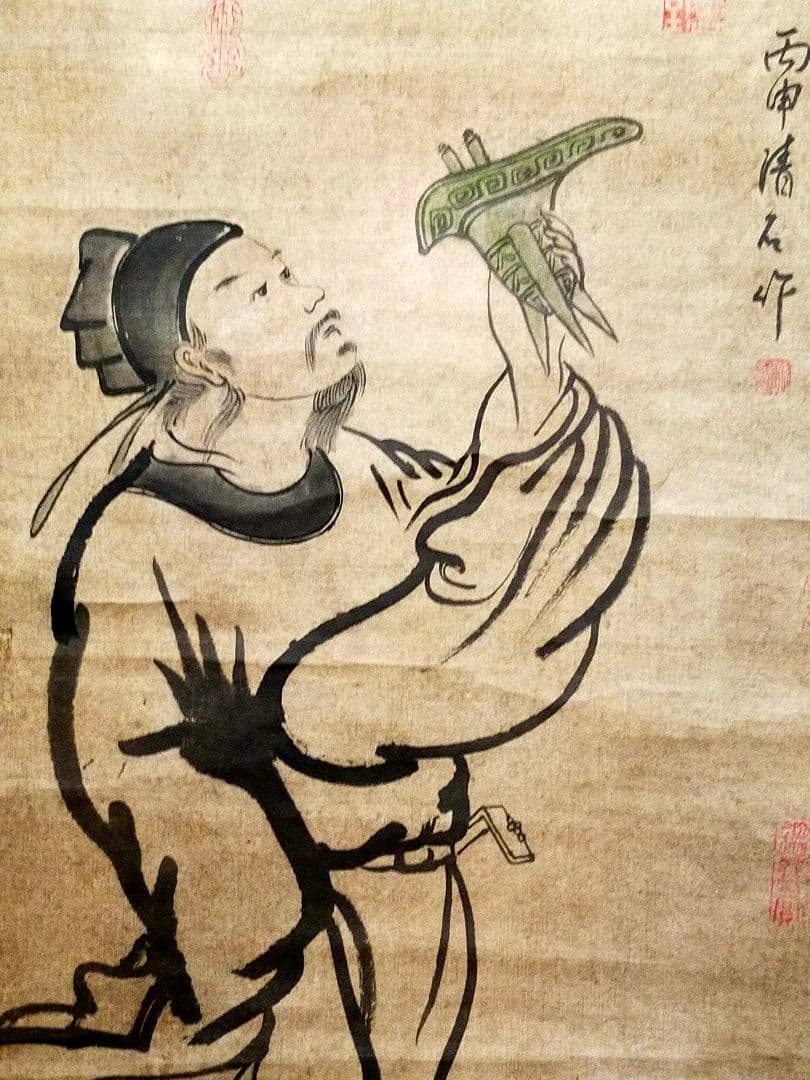 ♥とても古い♥中国♥人物♥　掛軸　清石　掛け軸　古画　古筆　骨董　古玩