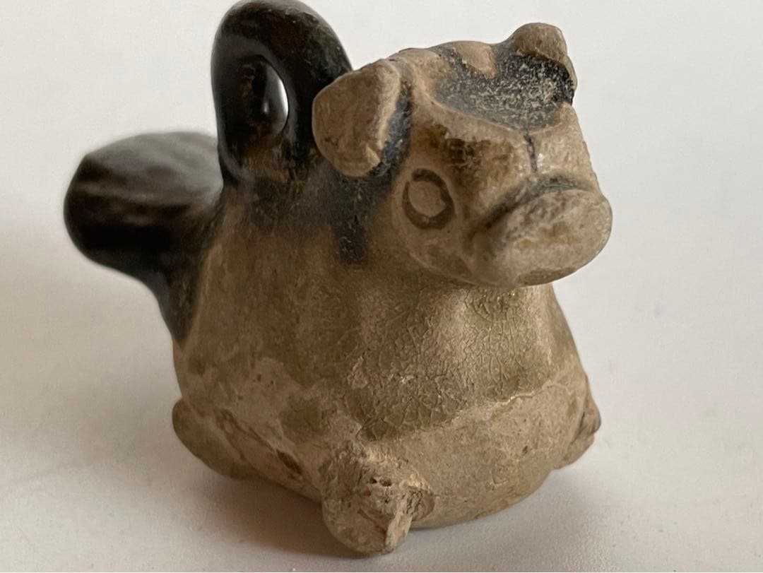 骨董 アンティーク 長沙窯 獣形玩具 犬 文鎮 土人形 民芸 民藝 発掘品