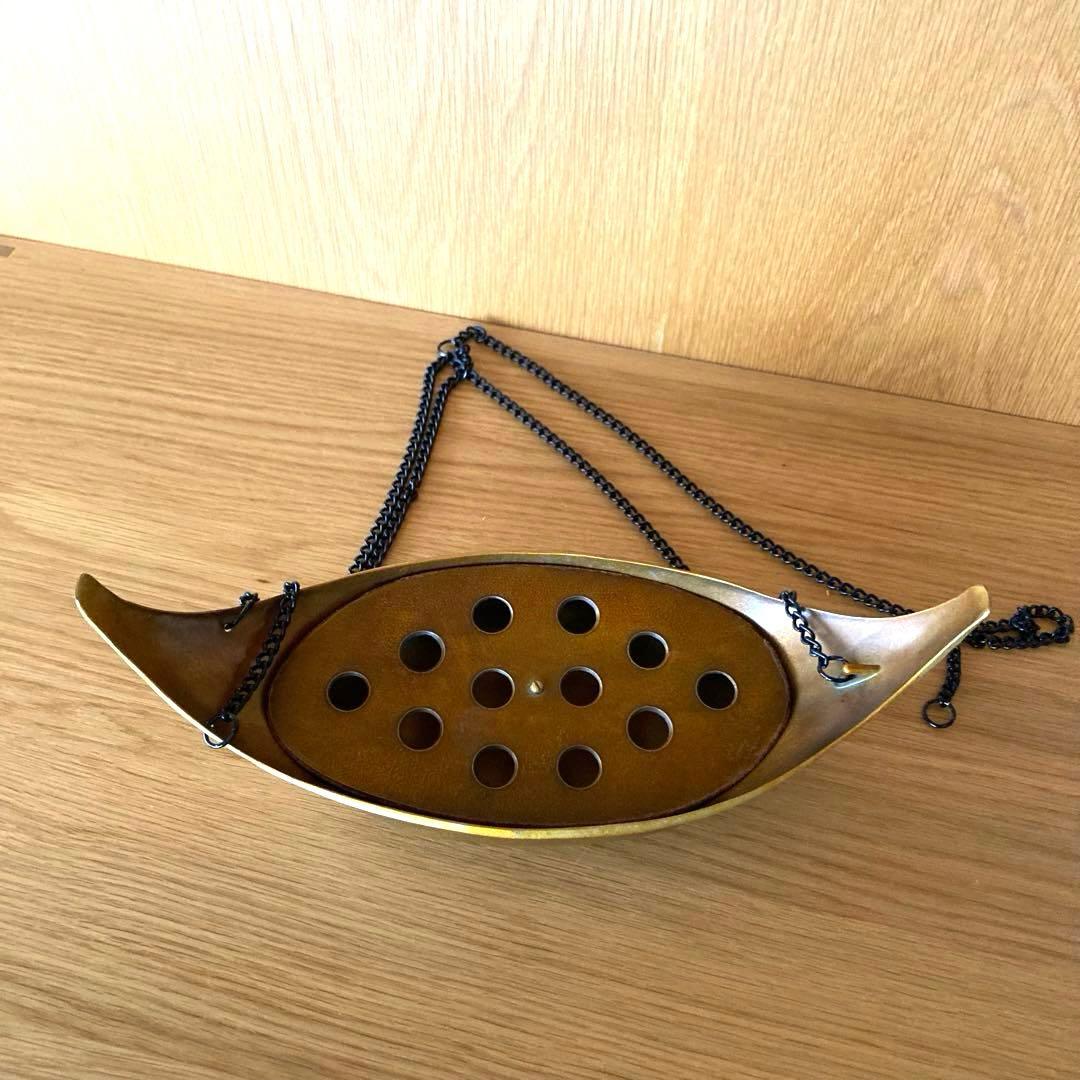 【茶道具】唐銅 吊舟花入　金谷浄雲造