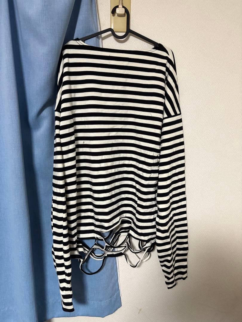 GRANCY 総柄ラインストーングラフィックロンT グランシー ボーダー L