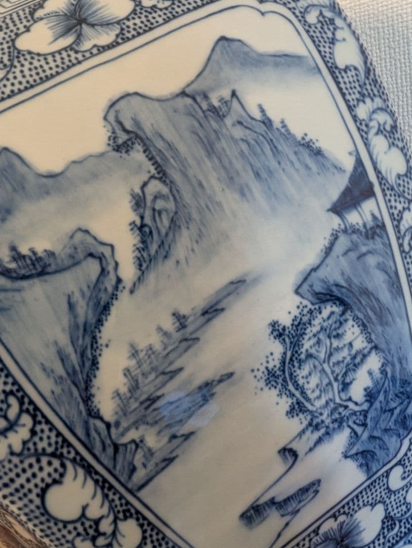 大清乾隆年製 青花山水細密画 六角花瓶 直しあり 中国工芸品