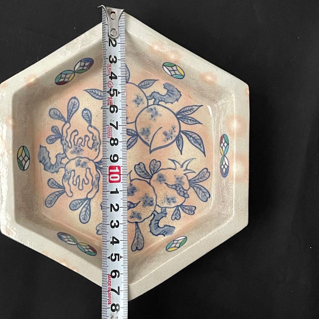 祥瑞窯 浅見五郎助 5代 6代 京焼 清水焼 六角皿 三多図 七宝文