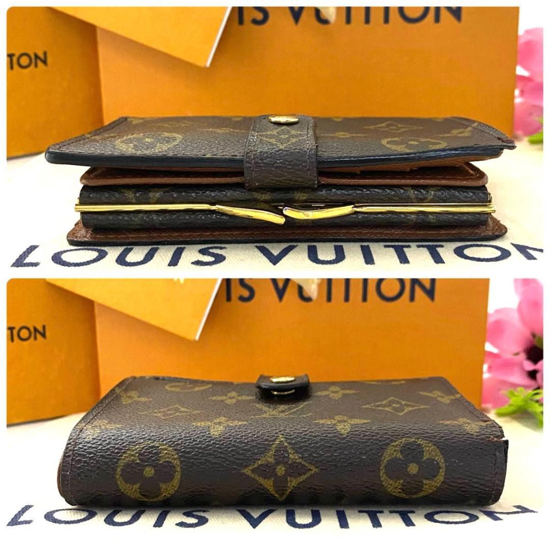 ルイ ヴィトン◎ヴィエノワ モノグラム がま口 二つ折り ブラウン 茶色