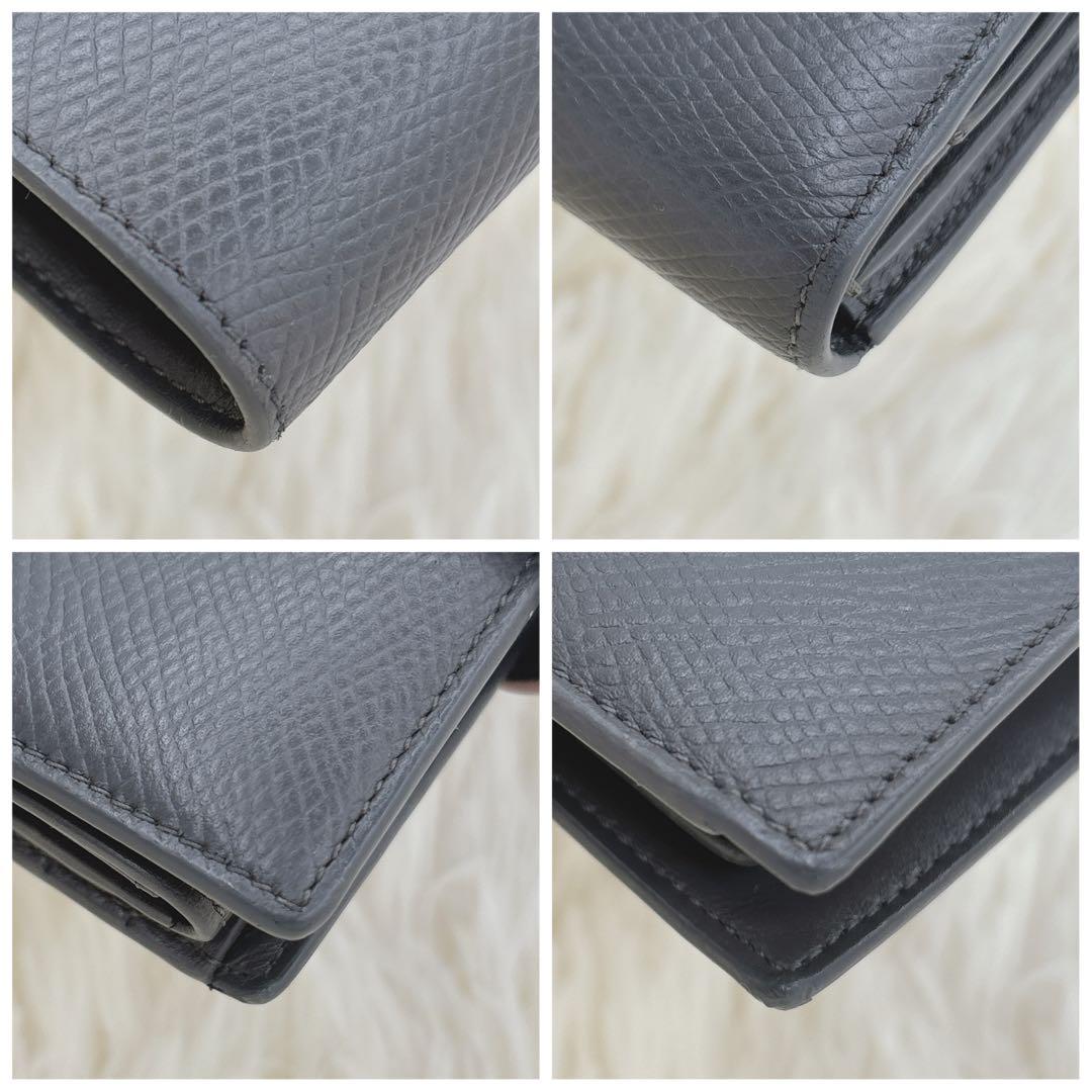 美品✨️CELINE 二つ折り財布 グレー×ピンク スモールストラップウォレット