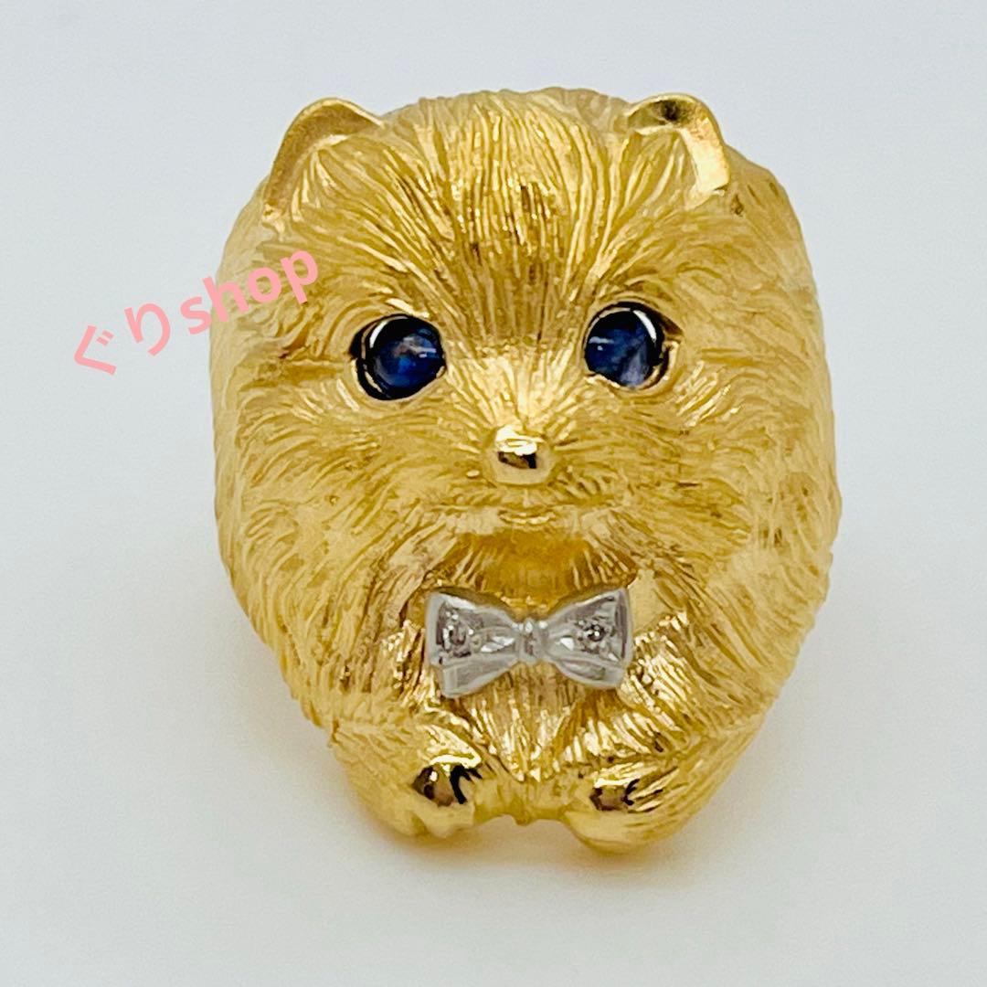 k18 犬 モチーフ リング