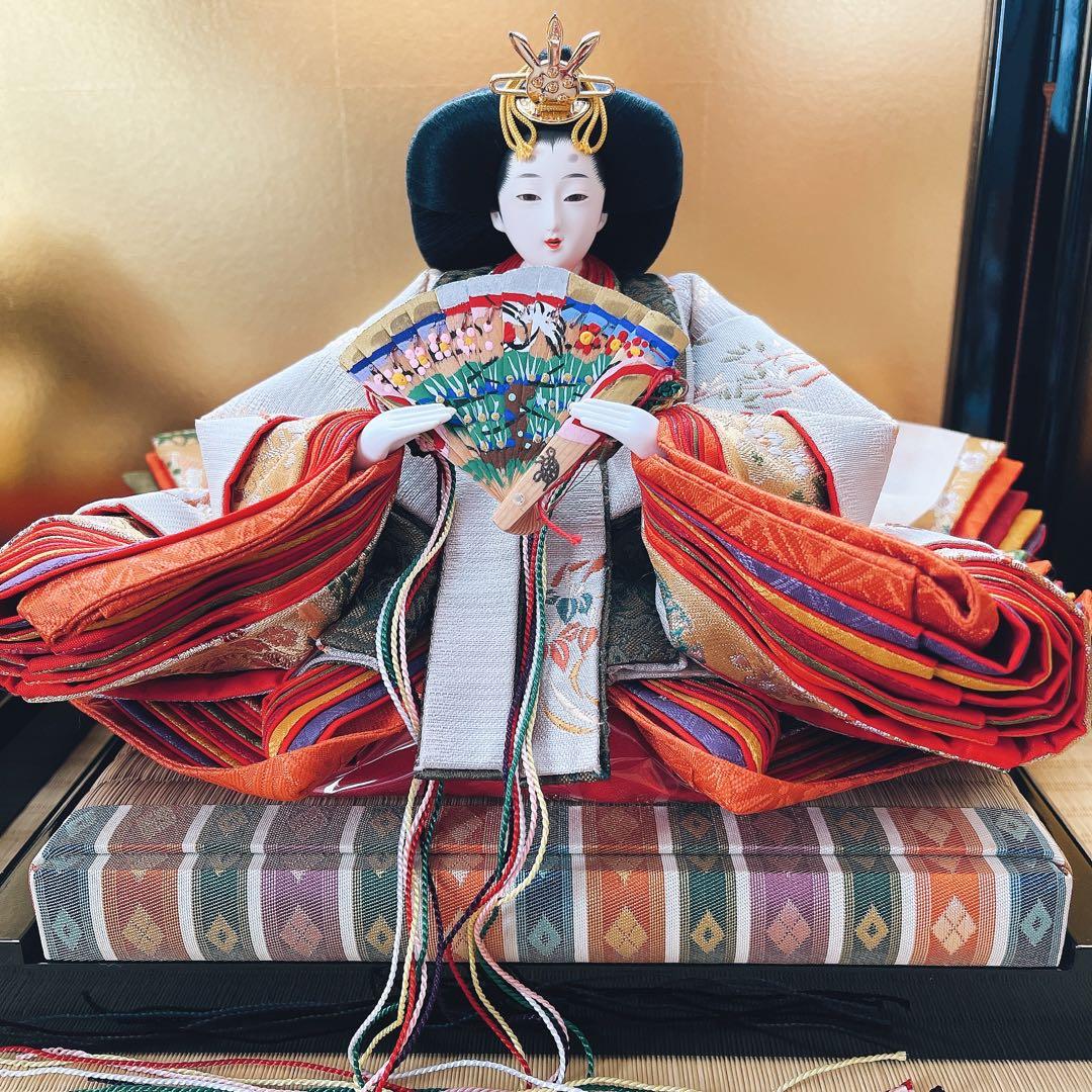 雛人形 親王飾りほぼ新品！吉兆雛 柴田家千代 花飾り 提灯付き