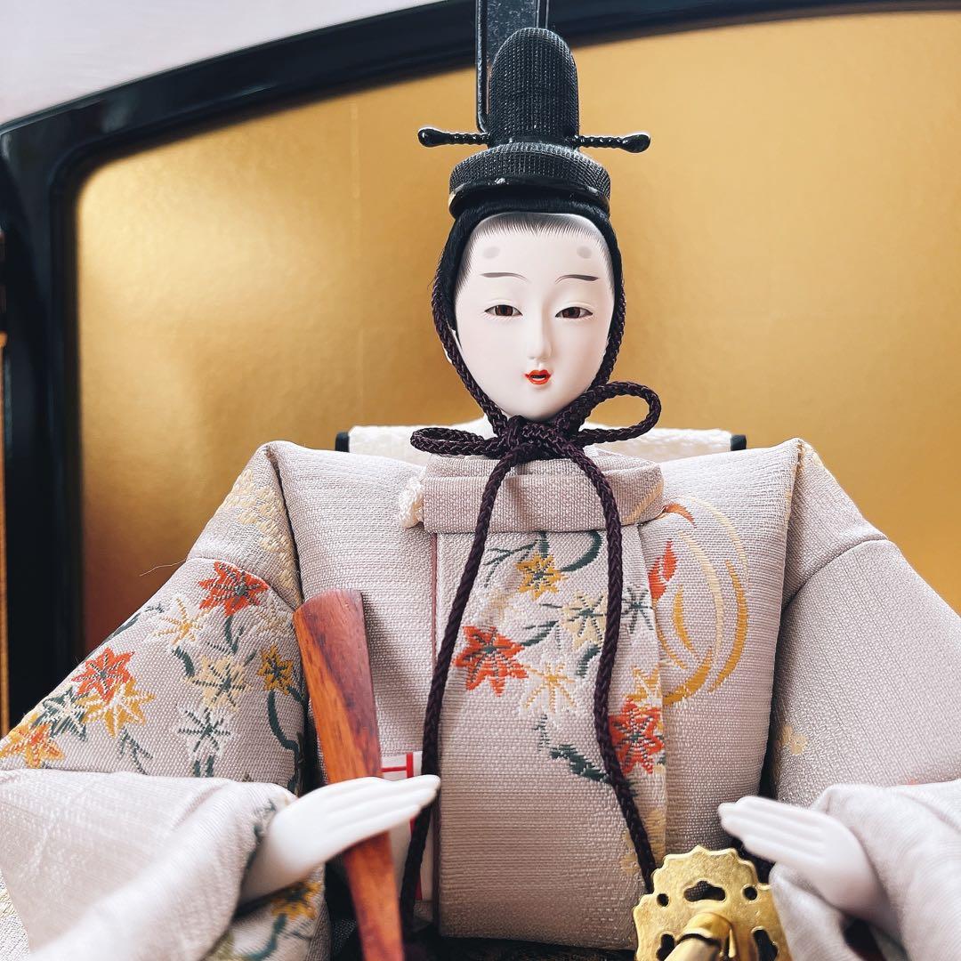 雛人形 親王飾りほぼ新品！吉兆雛 柴田家千代 花飾り 提灯付き