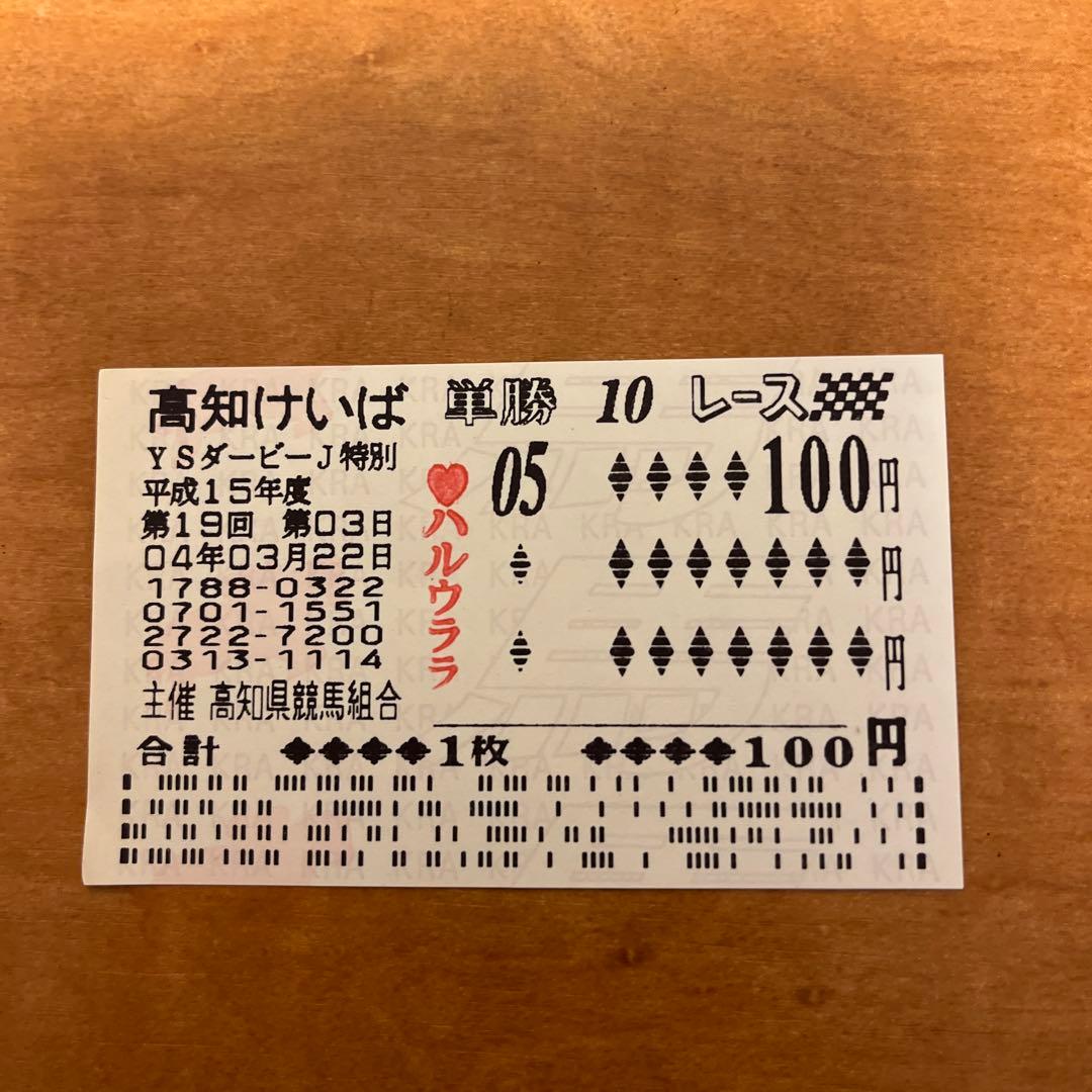 ハルウララ 現地単勝馬券 YSダービー特別 武豊 ウマ娘 競馬 高知