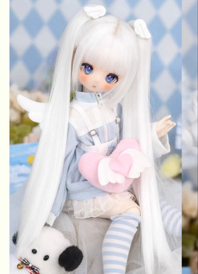 海外ディーラー様製 MDD DD ドール ウィッグ ホワイト ブルー ブラウン