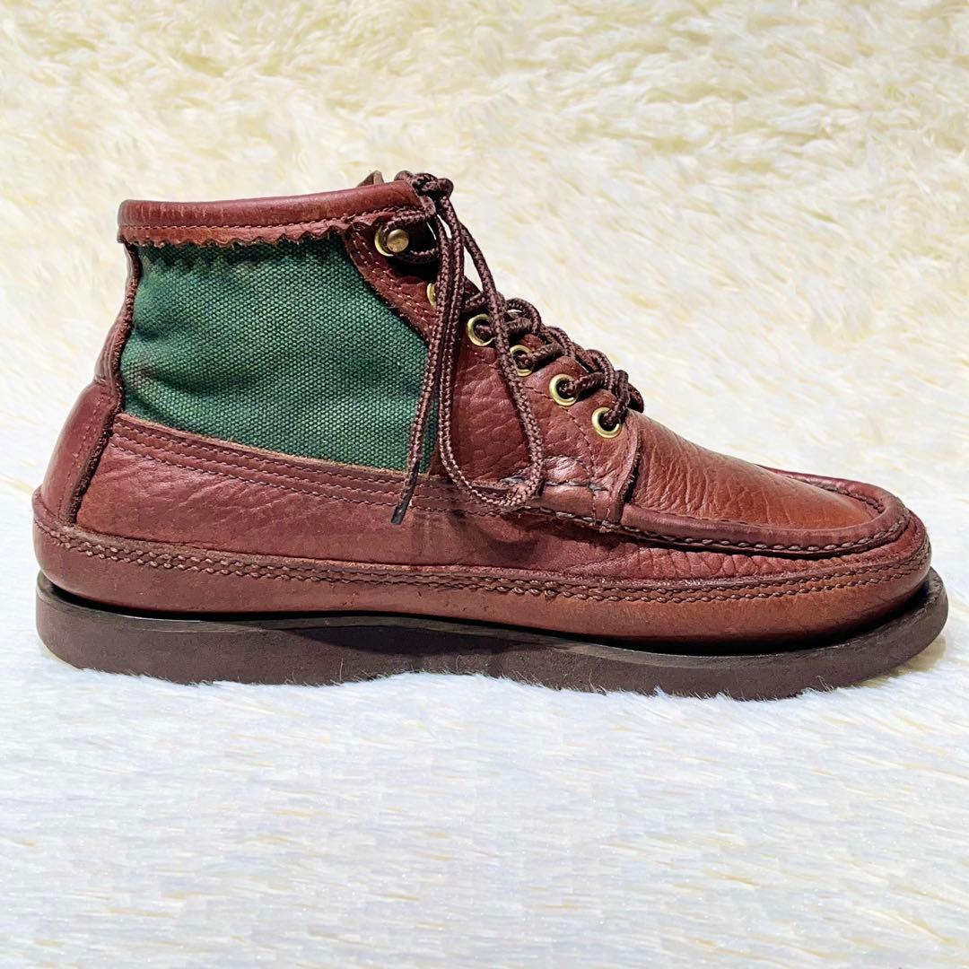 超希少！☆ラッセルモカシン　ショート サファリ 25㎝　本革　ブラウン×グリーン
