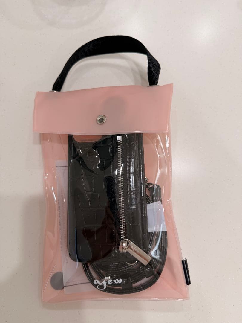 iPhone12.12Pro共通対応 / black 【ひも付きクロコ】 pinoko様専用