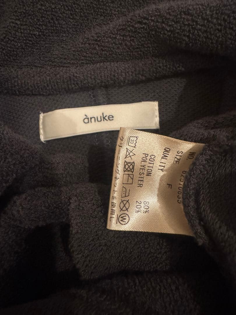 anuke アンヌーク Pile Polo Tops チャコールグレー パイル