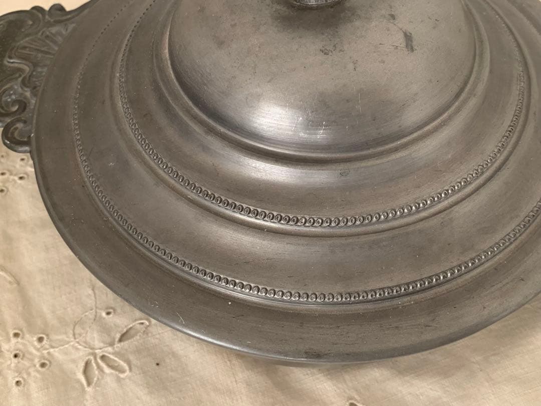 フランス 蚤の市 ピューター製 鍋 ブロカント