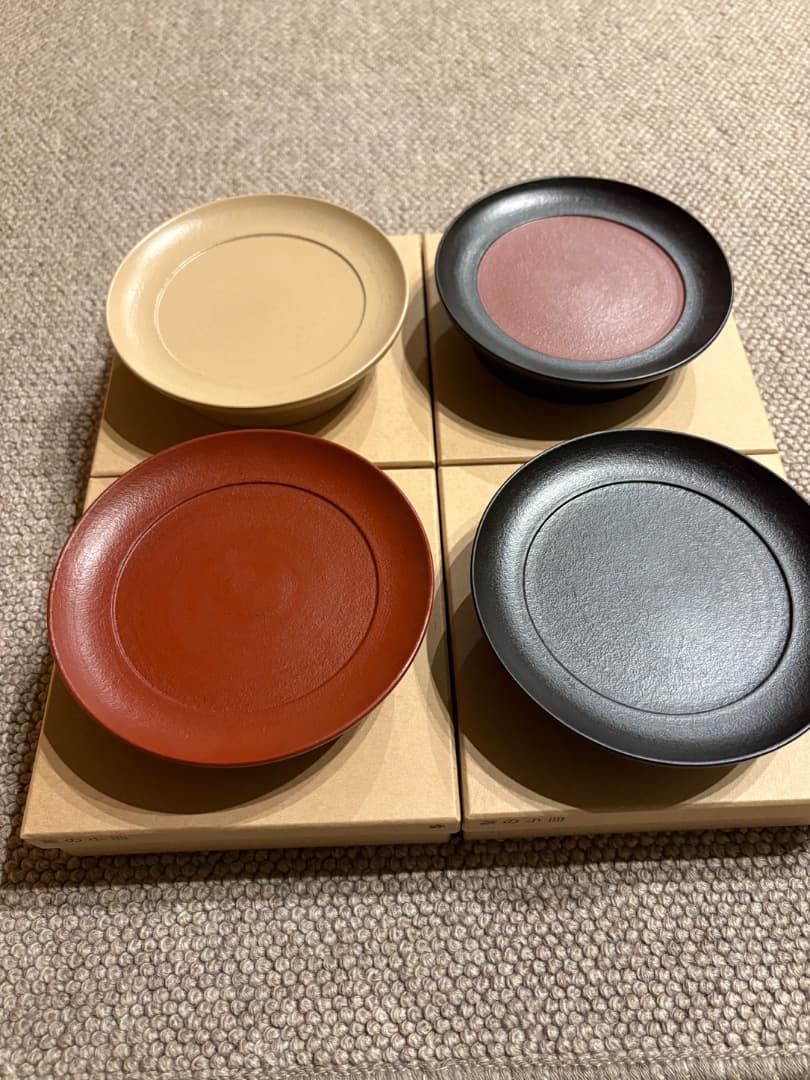 赤木明登 茶の小皿セット／黒・赤・日の丸・白 赤木明登 茶の小皿