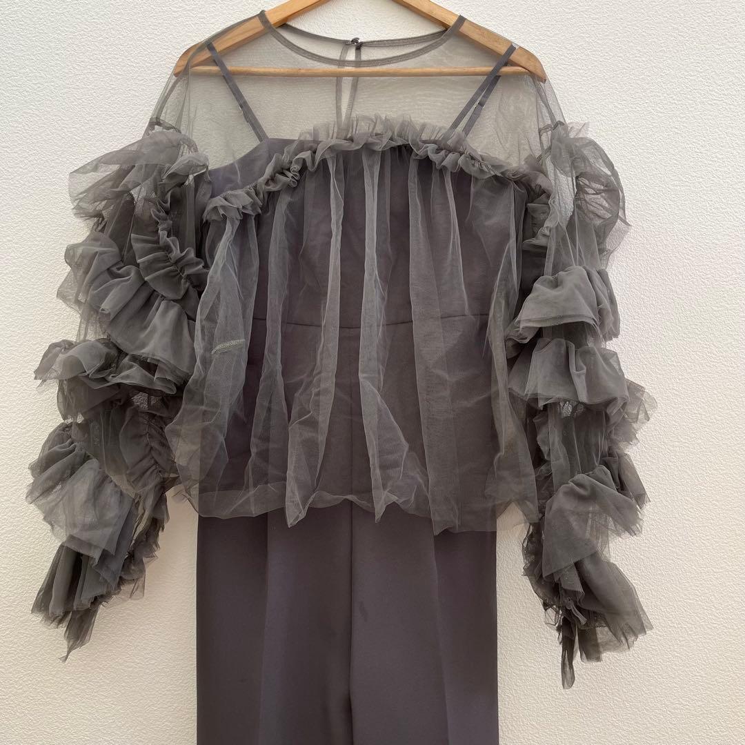 【オケージョン】【結婚式】【パーティ】シースルー チュール&オールインワンドレス