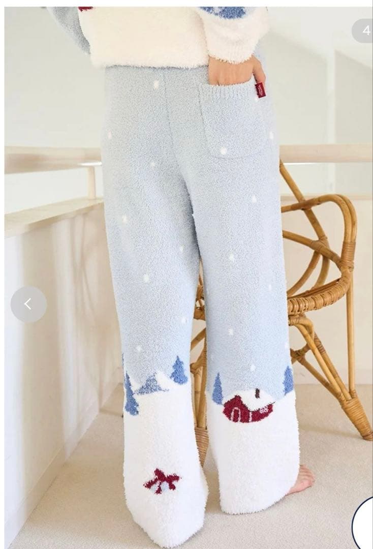 ジェラピケ　スキーベアジャガードロングパンツ　ホリデー