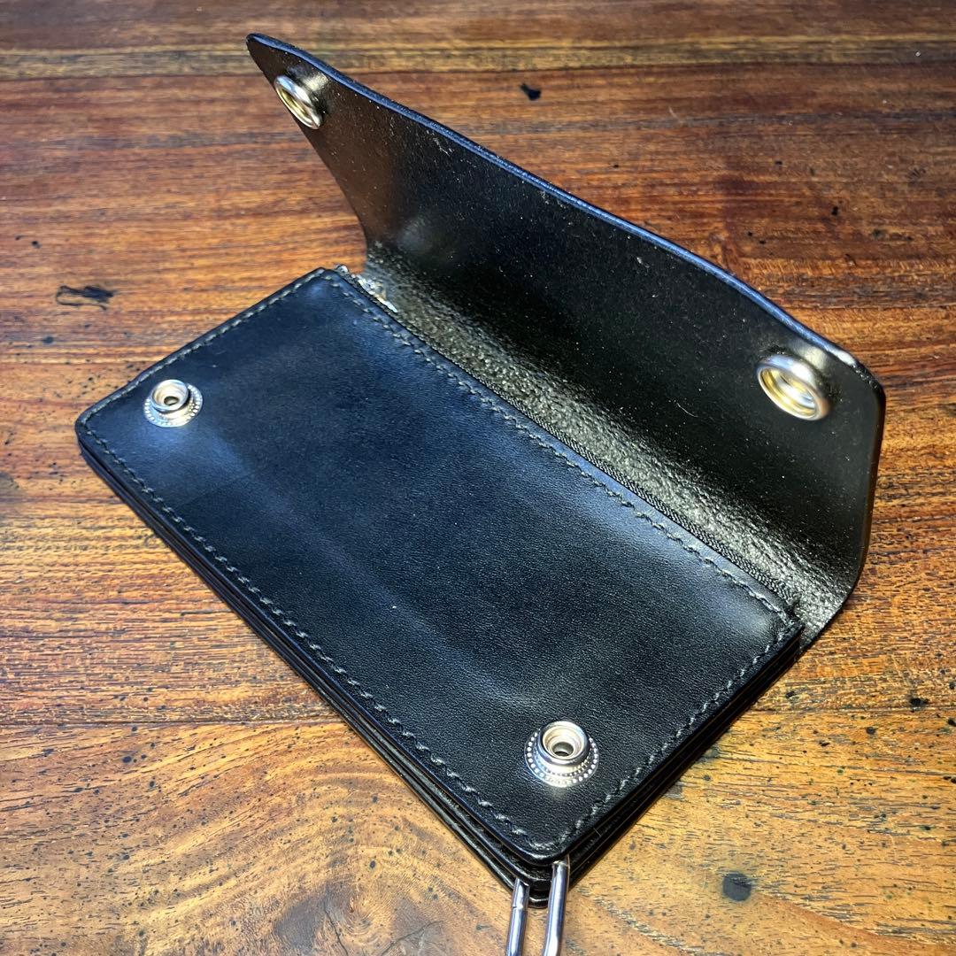 yonx様オーダー品 ミドルトラッカーウォレット　ブラック　国産本革