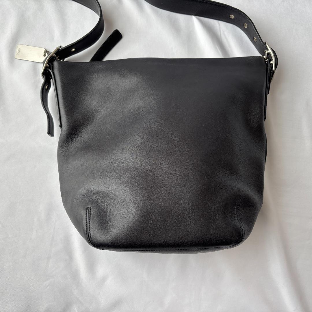 美品 コーチ ショルダーバッグ レザー 斜めがけ ブラック 9186