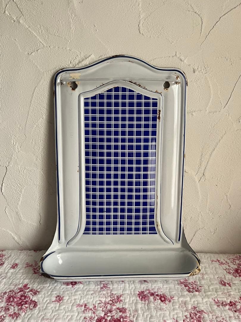 値下げ☆アンティーク BB社のホーローのレードルラックブルー