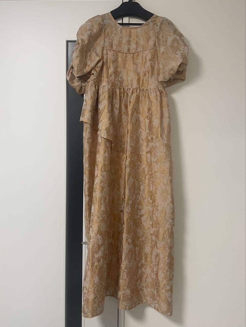 オケージョン】Dou Dou web限定ジャガードドレス ベージュ