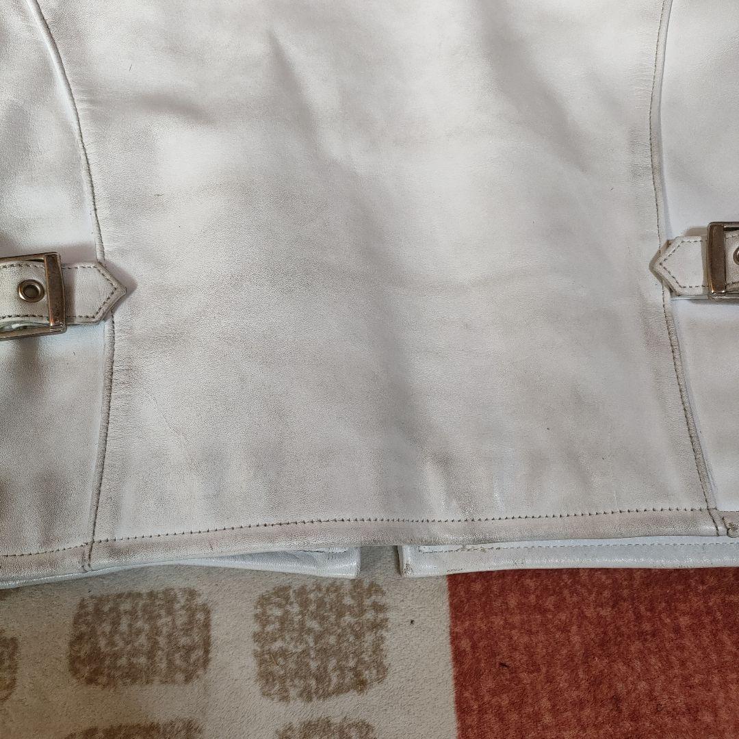 ホワイト シングルライダースジャケット フリーダム ヴィンテージ 38