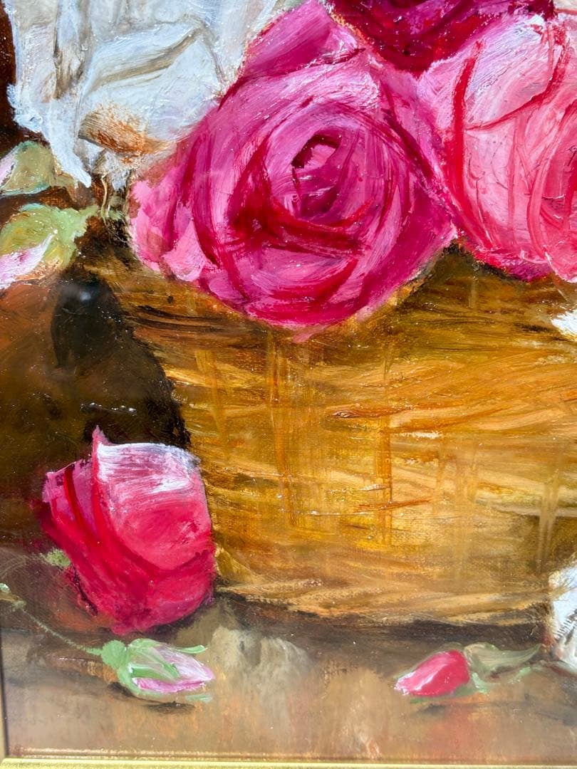 #年代尚美「ばら」油彩画 直筆サイン