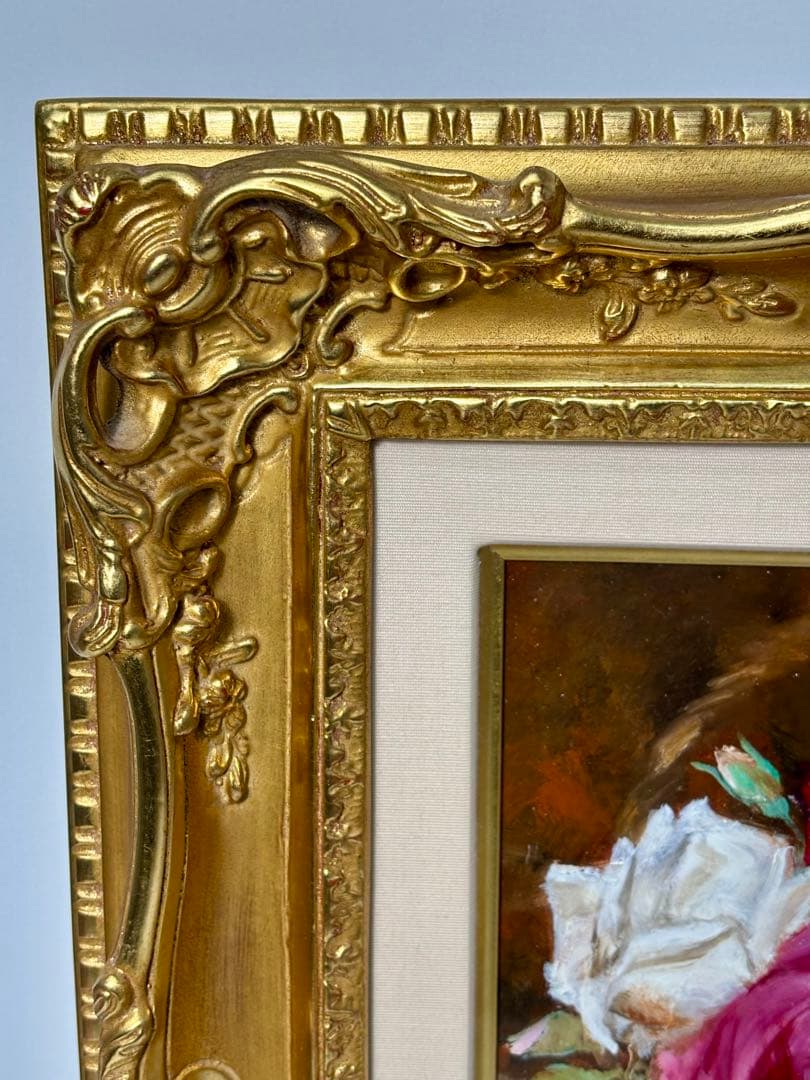 #年代尚美「ばら」油彩画 直筆サイン