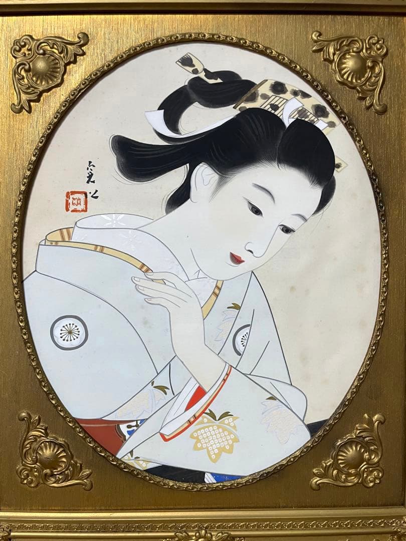 中村貞以 日本画 原画 約F8 絹本 貴重 真作保証 1点もの