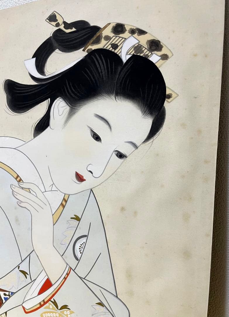 中村貞以 日本画 原画 約F8 絹本 貴重 真作保証 1点もの